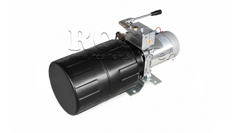 MINI HIDRAULIČNI AGREGAT 12V DC - 1,6kW = 2,1cc - 8 lit - JEDNOSMJERNI SKLOP SA RUČNOM PUMPOM
