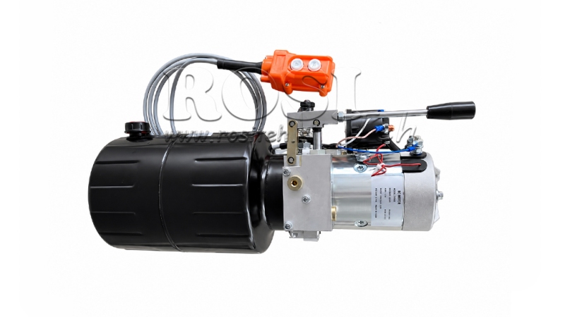 MINI HIDRAULIČNI AGREGAT 12V DC - 1,6kW = 2,1cc - 8 lit - JEDNOSMJERNI SKLOP SA RUČNOM PUMPOM