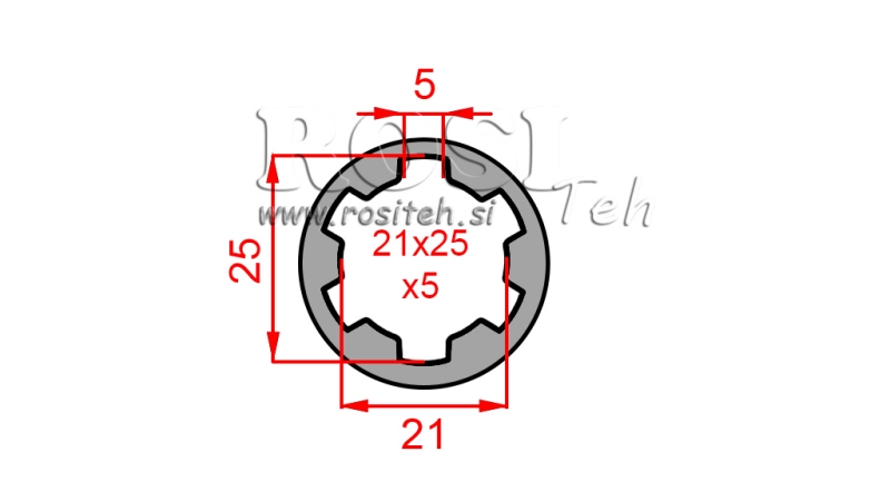 KARDANSKI ADAPTER ČAHURA 21x25x5 (6 ZUBA) (60 mm)