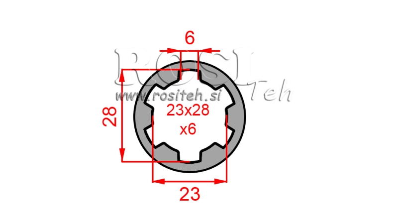 KARDANSKI ADAPTER ČAHURA 23x28x6 (6 ZUBA) (60 mm)