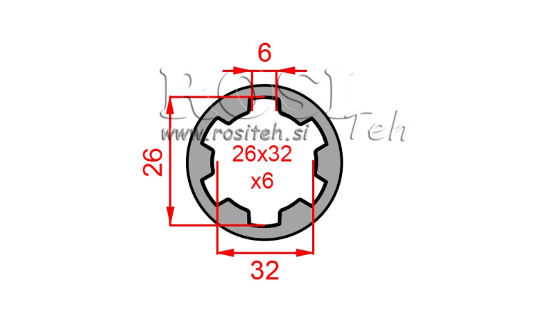 KARDANSKI ADAPTER ČAHURA 26x32x6 (6 ZUBA) (60 mm)