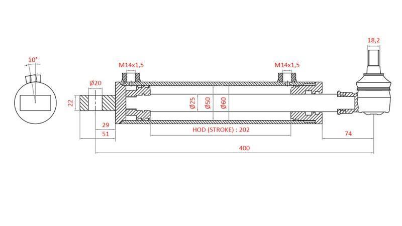HIDRAULIČNI UPRAVLJAČKI CILINDAR FIAT-NEW HOLLAND OEM-5189891