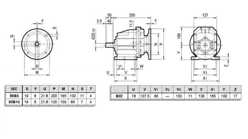 ERC02 REDUKTOR ZA ELEKTRIČNI MOTOR MS80 (1.1-1.5kW) OMJER 24:1