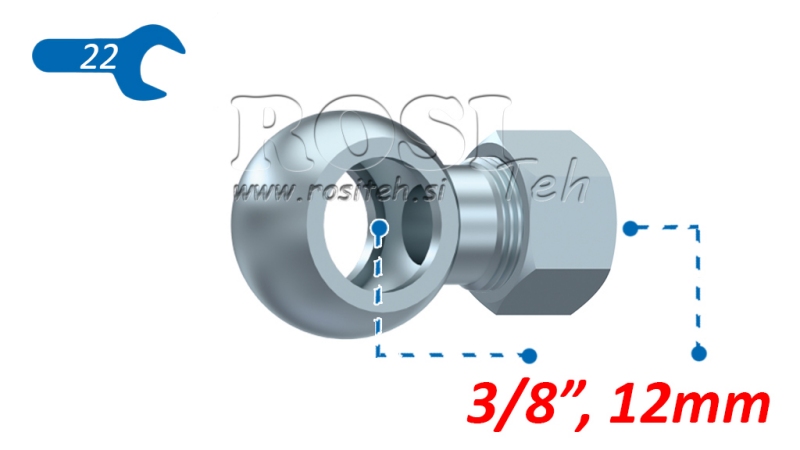 HIDRAULIČNI PRIKLJUČAK OČNI 3/8 S MATICOM ZA CIJEV 12