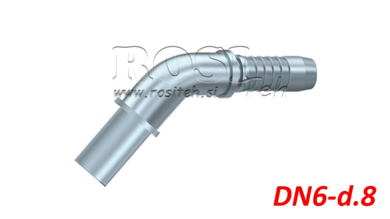 HIDRAULIČNI PRIKLJUČAK CIJEVNI PRIJELAZ KOLJENO 45° DN6-d.8