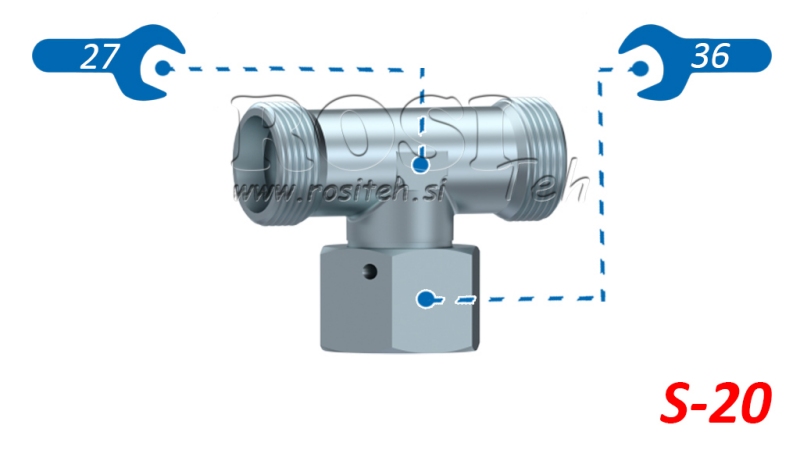 HIDRAULIČNI T-KOMAD S-20 SA SREDIŠNJOM OKRETNOM MATICOM M30X2