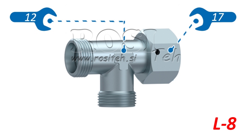 HIDRAULIČNI T-KOMAD L-8 S BOČNOM OKRETNOM MATICOM M14X1,5