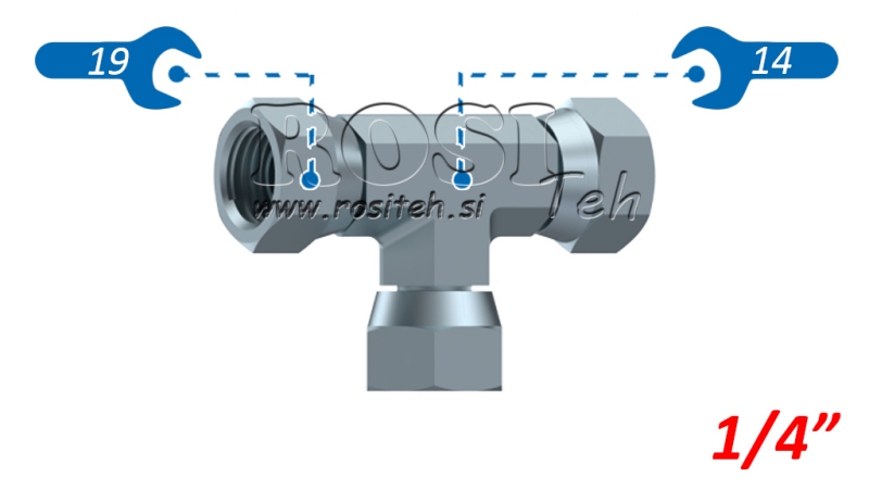 HIDRAULIČNI T-KOMAD S OKRETNOM MATICOM BSP 1/4