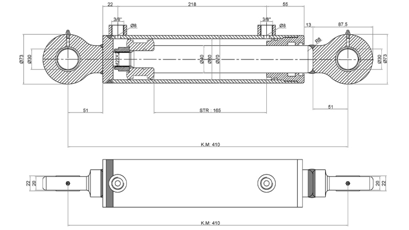 HIDRAULIČNI CILINDAR 60/40-165 SA OBRAČAJUČIM VENTILOM - PLUG ZA OBRADU ZEMLJE