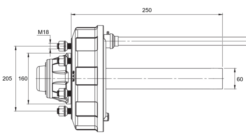POLUOSOVINA S KOČNICAMA - 2700 kg (6 VIJAKA) - 250 mm