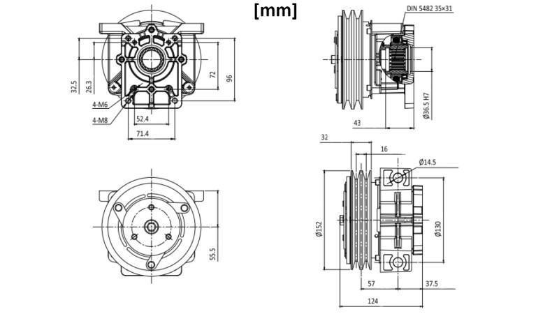 EL. MAGNETNA KUPLJA 12V ZA PUMPU GR.2 dimenzije