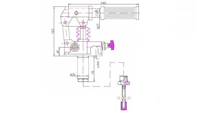 RUČNA PUMPA 12CC -SD- JEDNOSMJERNA - dimenzije