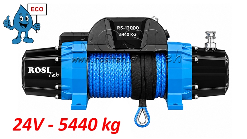 24 V ELEKTRIČNO VITLO RS-12000 - 5440 kg - SINTETIČKO UŽE - ECO