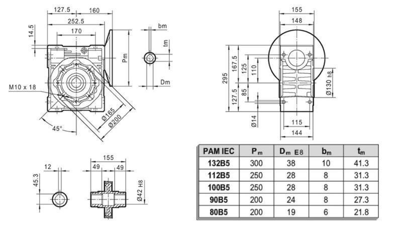 PMRV-110 REDUKTOR ZA ELEKTRIČNI MOTOR MS132 (5.5-7.5kW) OMJER 7.5:1