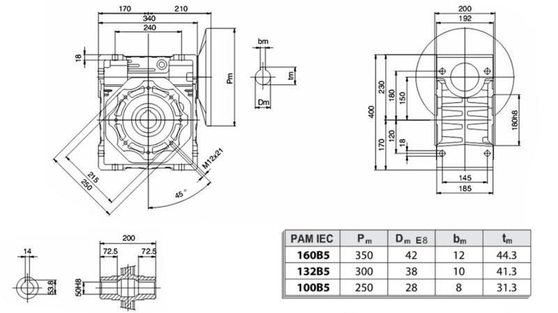 PMRV-150 REDUKTOR ZA ELEKTRIČNI MOTOR MS132 (7.5kW) OMJER 40:1