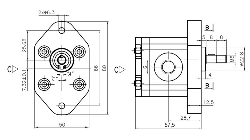 HIDRAULIČNA PUMPA 00C0.5X032 GR.0 - 0,5cc - DESNA