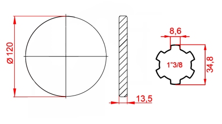 KARDANSKI ADAPTER S PRIRUBNICOM 1-3/8 (125 mm)