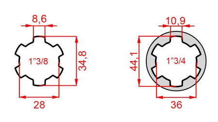 KARDANSKI ADAPTER S KLINOM OD 1-3/4 NA 1-3/8 (165 mm)