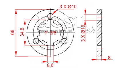 KARDANSKI ADAPTER S PRIRUBNICOM 3 RUPE I KLINOM 1-3/8 (80 mm)