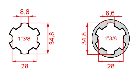 KARDANSKI ADAPTER S KLINOM OD 1-3/8 NA 1-3/8 (150 mm)