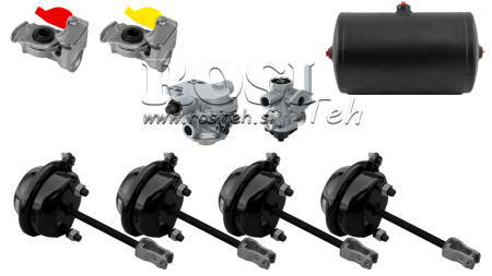 SET ZRAČNIH KOČNICA ZA PRIKOLICU KOMPLET DVO KRUŽNI SISTEM 4 CILINDRI