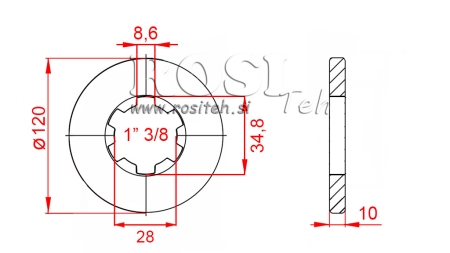 KARDANSKI ADAPTER S PRIRUBNICOM I KLINOM 1-3/8 (80 mm)