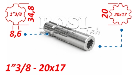 KARDANSKI ADAPTER OD 20x17 (12 ZUBA) NA 1-3/8 (120 mm)