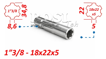 KARDANSKI ADAPTER OD 18x22x5 (6 ZUBA) NA 1-3/8 (120 mm)