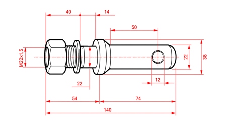 MONTAŽNI KLIN fi22mm SA NAVOJEM M22x1,5