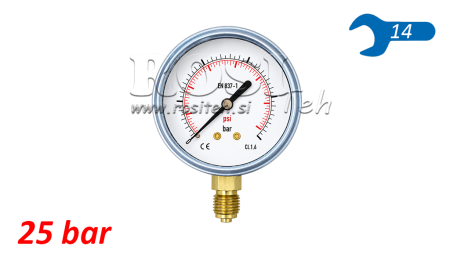 MANOMETAR DN63 VERTICAL 0 - 25 BAR - 1/4