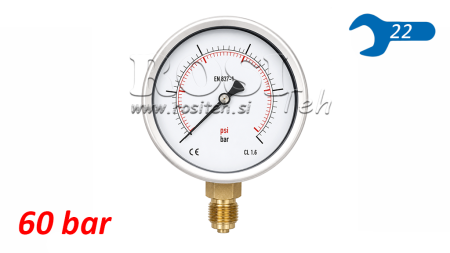 MANOMETAR DN100 VERTICAL 0 - 60 BAR - 1/2