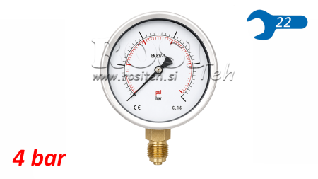 MANOMETAR DN100 VERTICAL 0 - 4 BAR - 1/2