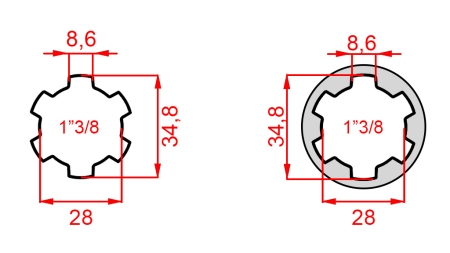 KARDANSKI ADAPTER OD 1-3/8 NA 1-3/8 (150 mm)