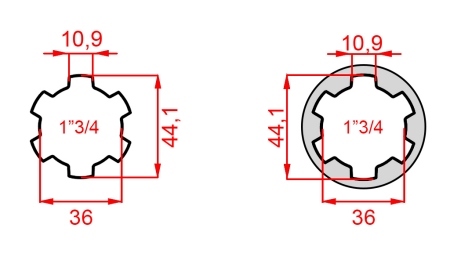 KARDANSKI ADAPTER OD 1-3/4 NA 1-3/4 (165 mm)