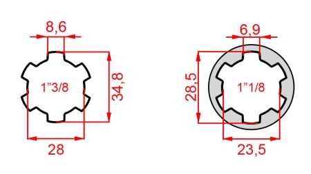KARDANSKI ADAPTER ADAPTER OD 1-1/8 NA 1-3/8 (47,5 mm)