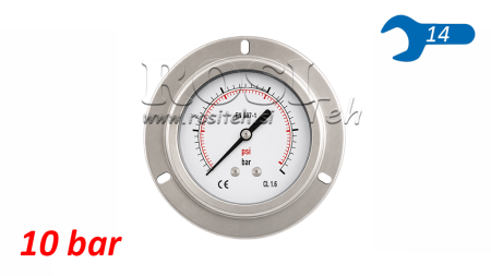 MANOMETAR DN63 REAR 0 - 10 BAR - 1/4