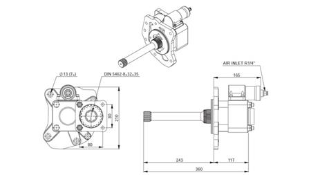 Dimenzije HIDRAULSKA PUMPA POGON - MERCEDES G155 - 2 ACTROS