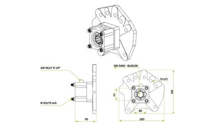 Dimenzije IZLAZ ZA HIDRAULIČKU PUMPU - MERCEDES G100