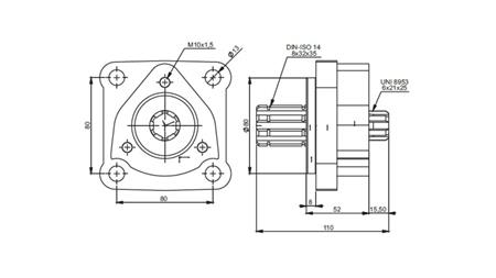 Dimenzije 4X3 ADAPTER ZA GUSJENIČNU PUMPU