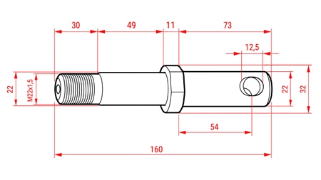 MONTAŽNI KLIN fi22mm SA PRODUŽENIM NAVOJEM M22x1,5