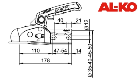 VUČNA KUKA AL-KO AK-161 ZA AUTO PRIKOLICU OKUGLA 1.600 kg FI50-45-35