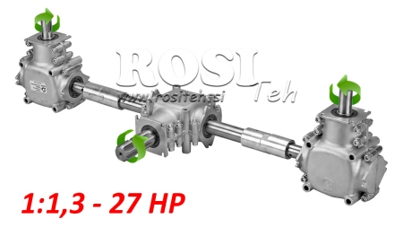 KOMPLET REDUKTORA 1:1,3 (27HP-20kW) ZA RASIPAČ STAJSKOG GNOJA L:450 - ALU