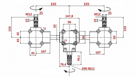 KOMPLET REDUKTORA 1:1,3 (27HP-20kW) ZA RASIPAČ STAJSKOG GNOJA L:450 - ALU