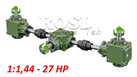 KOMPLET REDUKTORA SA SIGURNOSNIM SUSTAVOM 1:1,44 (27HP-20kW) ZA RASIPAČ STAJSKOG GNOJA L:800 - ALU