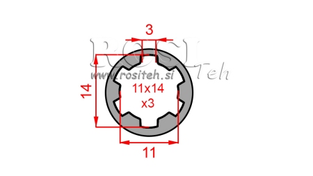 KARDANSKI ADAPTER ČAHURA 11x14x3 (6 ZUBA) (40 mm)