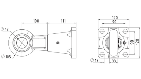 VUČNA KUKA OKRETNA FI42 U KUĆIŠTU 8.000/1.000KG