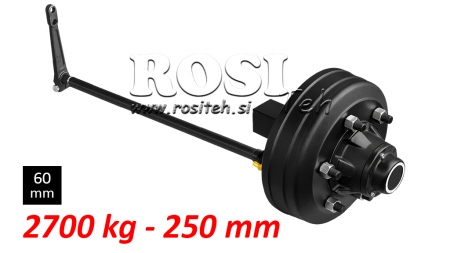 POLUOSOVINA S KOČNICAMA - 2700 kg (6 VIJAKA) - 250 mm