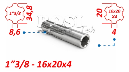 KARDANSKI ADAPTER OD 16x20x4 (6 ZUBA) NA 1-3/8 (120 mm)