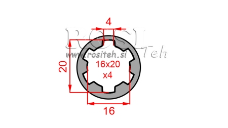 KARDANSKI ADAPTER ČAHURA 16x20x4 (6 ZUBA) (50 mm)