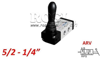 PNEUMATSKI RUČNI VENTIL 5/2 1/4 PRT-0852-ARV POVRATNI S OPREMOM
